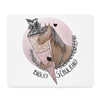 Endlich Schulkind Pferd mit Schultüte - Mousepad (Querformat) - Weiß - Vorne