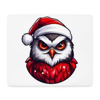 Weihnachtseule im Santa Outfit - Mousepad (Querformat) - Weiß - Vorne