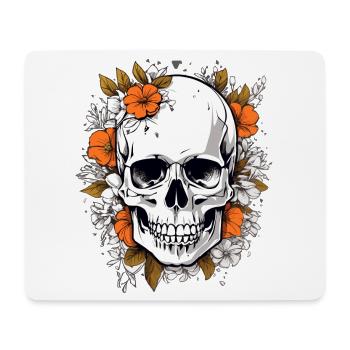 Crâne avec des fleurs - Tapis de souris (format paysage) - blanc - Devant