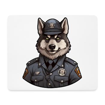 Loup policier - Tapis de souris (format paysage) - blanc - Devant