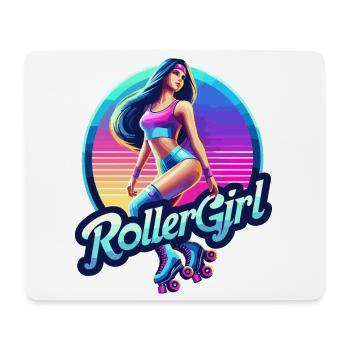 Lebendige Retro-Roller-Mädchen-Illustration - Mousepad (Querformat) - Weiß - Vorne