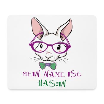 Lapin avec lunettes de soleil de Pâques - Tapis de souris (format paysage) - blanc - Devant