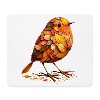 Un oiseau, conçu à partir de différentes feuilles - Tapis de souris (format paysage) - blanc - Devant