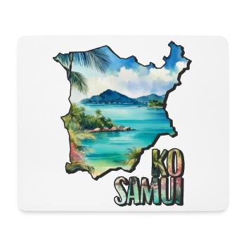 Aquarell Landkarte Ko Samui - Mousepad (Querformat) - Weiß - Vorne