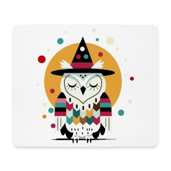Magische Eule im Halloween-Stil mit Hexen Hut - Mousepad (Querformat) - Weiß - Vorne