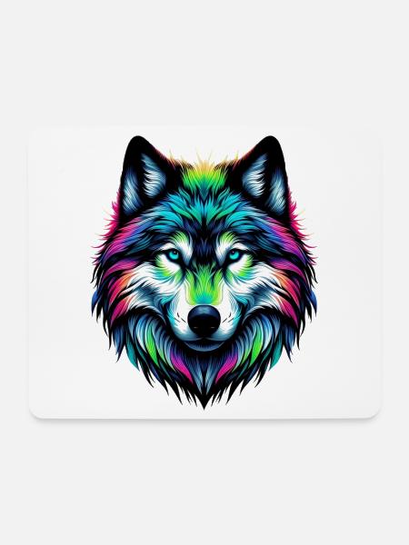 Wolf - Mousepad (Querformat) - Weiß