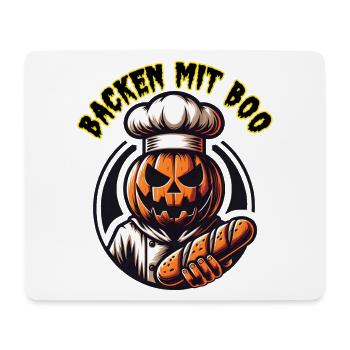 Halloween Kürbis mit Bäckermütze und Brot - Mousepad (Querformat) - Weiß - Vorne