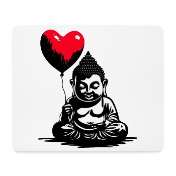 Buddha mit Herz Luftballon - Heartful Creatures - Mousepad (Querformat) - Weiß - Vorne