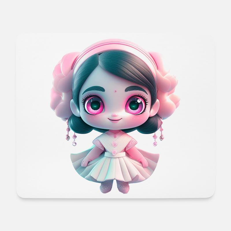 kawaii girl - Mousepad (Querformat) - Weiß