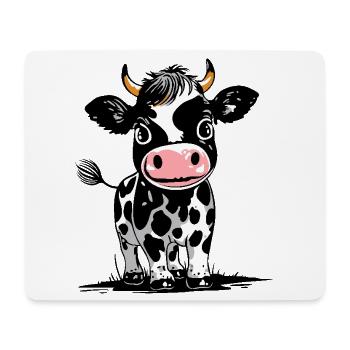 Mignon bébé veau - Animal de la ferme - Veau vache - Tapis de souris (format paysage) - blanc - Devant
