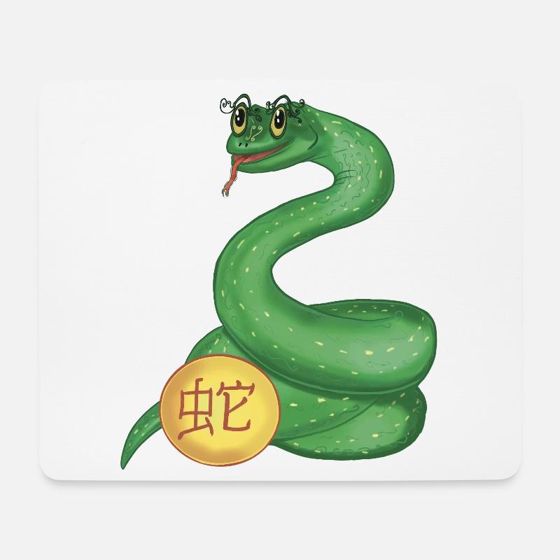 Chinesisches Tierkreiszeichen Schlange - Mousepad (Querformat) - Weiß
