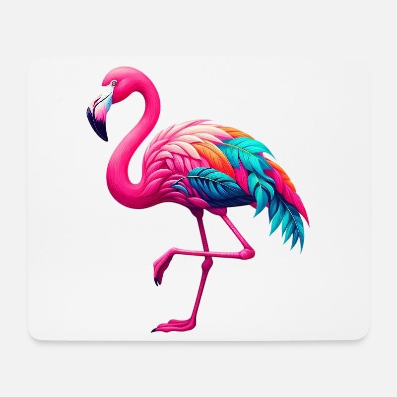 Flamingo - Mousepad (Querformat) - Weiß