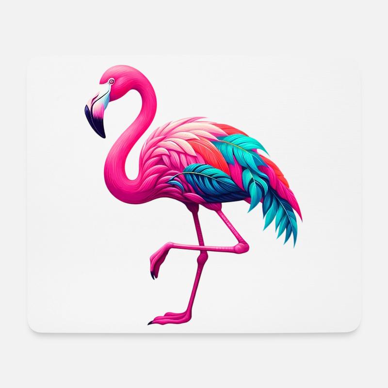 Flamingo - Mousepad (Querformat) - Weiß