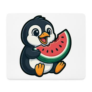 Pingouin aux fruits d’été pastèque - Tapis de souris (format paysage) - blanc - Devant