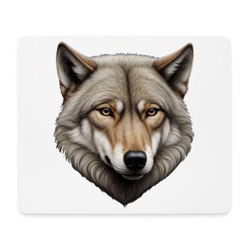Lone Wolf – Detailliertes Tierporträt - Mousepad (Querformat) - Weiß - Vorne