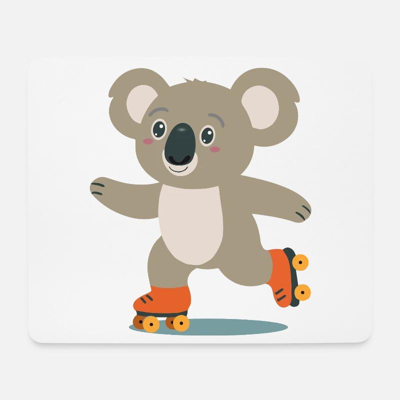 Rollschuh-Koala – Fröhliches Tiermotiv Abenteurer - Mousepad (Querformat) - Weiß