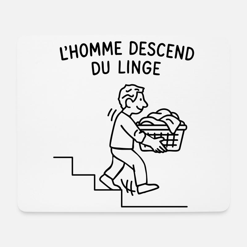 L'homme descend du linge - Tapis de souris (format paysage) - blanc