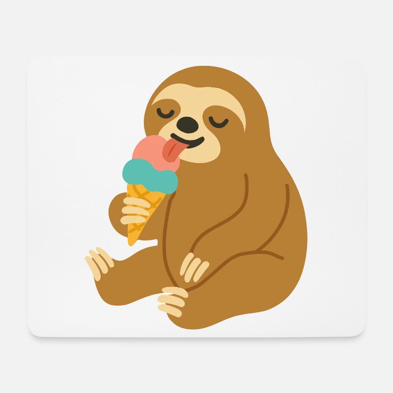 Glückliches Faultier mit Eis – Sommerlaune Motiv - Mousepad (Querformat) - Weiß