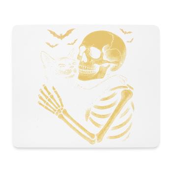 Halloween süße Skelett Kuschelkatze - Mousepad (Querformat) - Weiß - Vorne