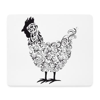 Künstlerischer Chakra-Hahn mit floralen Mustern - Mousepad (Querformat) - Weiß - Vorne