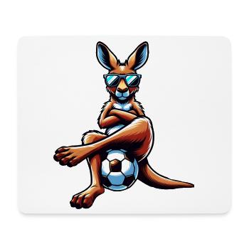 Cooles Känguru Mit Sonnenbrille Und Fußball - Mousepad (Querformat) - Weiß - Vorne