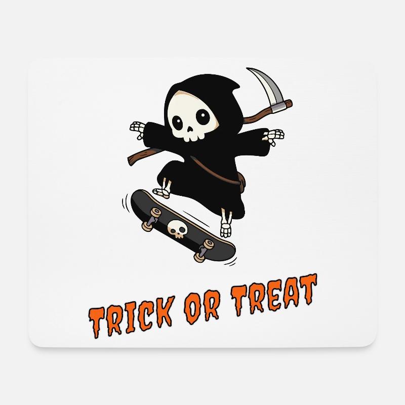 Süßes oder Saures – Skater Reaper - Mousepad (Querformat) - Weiß