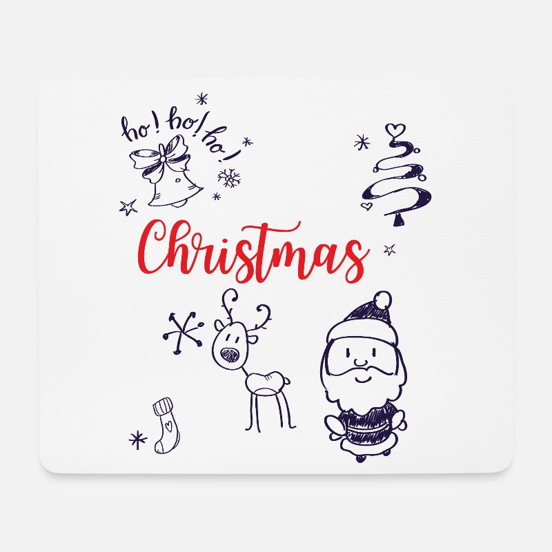 Christmas mit Santa und Rentier - Mousepad (Querformat) - Weiß