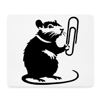 Ratte als Bürohengst - Mousepad (Querformat) - Weiß - Vorne