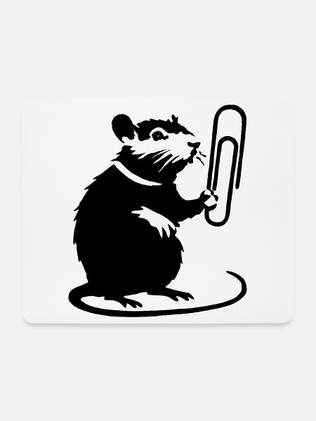 Ratte als Bürohengst - Mousepad (Querformat) - Weiß