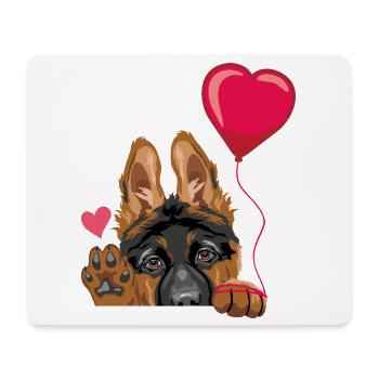Waving German Shepherd puppy dog with a balloon - Mouse Pad (horizontal) - white - Front