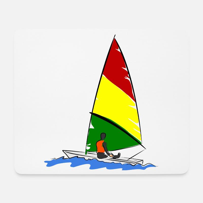 Segelboot mit Segler - Mousepad (Querformat) - Weiß
