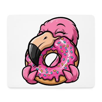 Mignon Flamingo rose beignet dessin animé dessert - Tapis de souris (format paysage) - blanc - Devant
