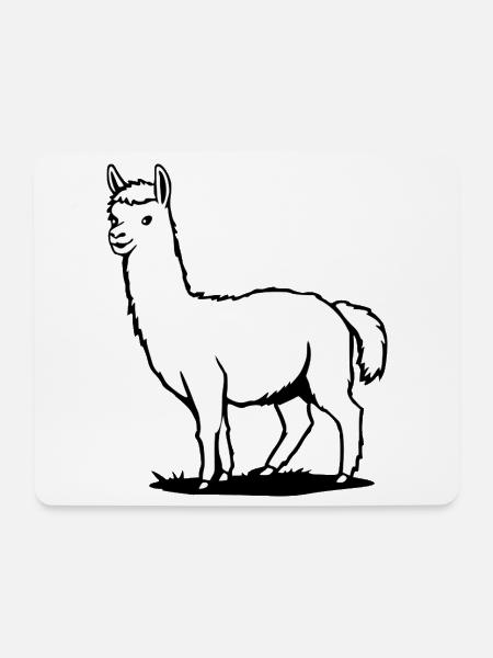 Alpaka T-shirt mit süßem Tiermotiv Geschenk - Mousepad (Querformat) - Weiß