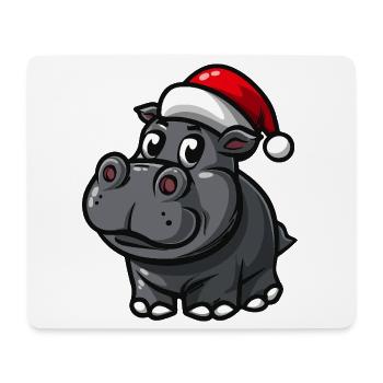 Nilpferd Weihnachten - Mousepad (Querformat) - Weiß - Vorne