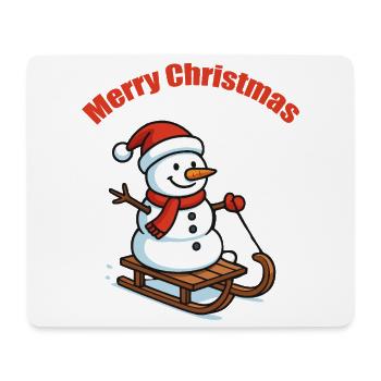 Schneemann Schlitten Winter - Mousepad (Querformat) - Weiß - Vorne