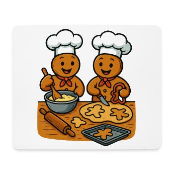 Christmas Bakery Gingerbread Man Cartoon - Mouse Pad (horizontal) - white - Front
