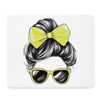 Woman Sunglasses Hair Bow Girl Yellow - Mouse Pad (horizontal) - white - Front