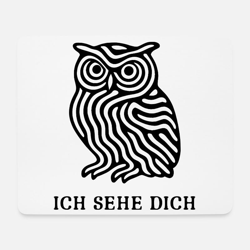Eule „Ich sehe dich“ – Mystisches Design - Mousepad (Querformat) - Weiß