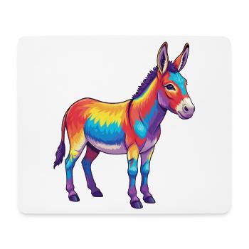 Colorful Donkey Rainbow Pop Art Watercolor - Mouse Pad (horizontal) - white - Front