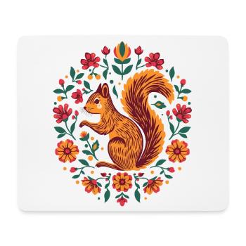 Squirrel in a wreath of flowers - Mouse Pad (horizontal) - white - Front