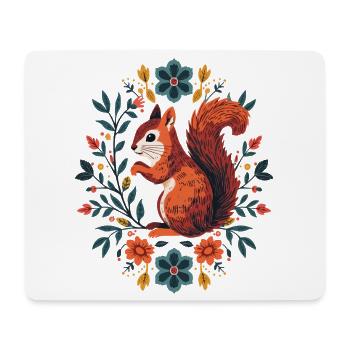 Eichhörnchen im Blumenkranz - Mousepad (Querformat) - Weiß - Vorne