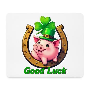 Lucky Pig with Shamrock - Mouse Pad (horizontal) - white - Front