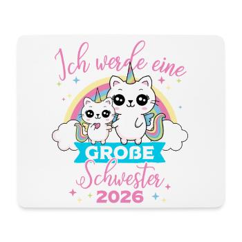 Große Schwester 2026 Einhorn Katze Schwangerschaft - Mousepad (Querformat) - Weiß - Vorne