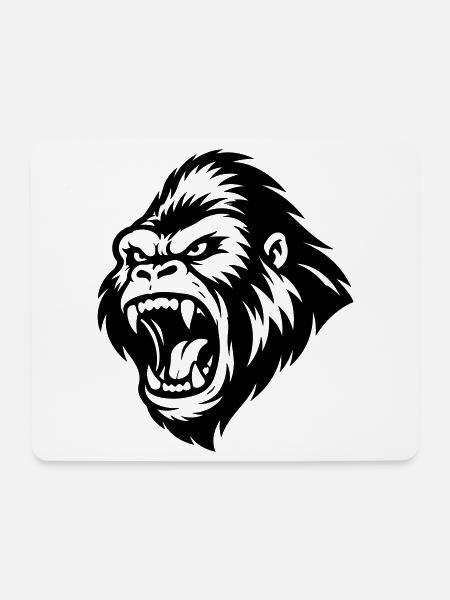 Gorilla Aggressiv - Mousepad (Querformat) - Weiß