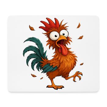 Crazy Chicken Cartoon Funny Animal Design - Mouse Pad (horizontal) - white - Front