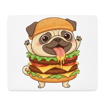 Mignon chien carlin Fast-food Cheeseburger - Tapis de souris (format paysage) - blanc - Devant