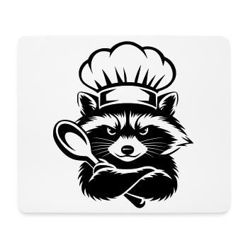Raton laveur drôle avec chapeau de chef et cuillère - Tapis de souris (format paysage) - blanc - Devant