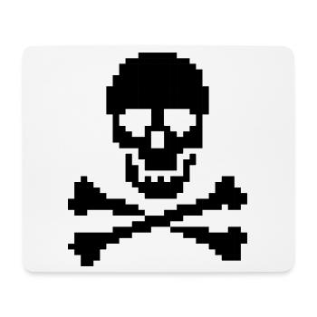 Pixel Skull Crossbones T-Shirt - Mouse Pad (horizontal) - white - Front