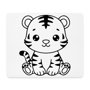 Cute Baby Tiger – Black & White Cub - Mouse Pad (horizontal) - white - Front