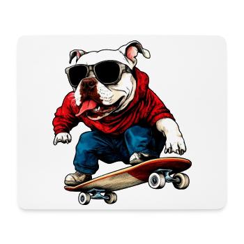 Skateboard Hund - Mousepad (Querformat) - Weiß - Vorne